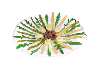 Naklejka na ściany i meble Asparagus salad with anchovies.