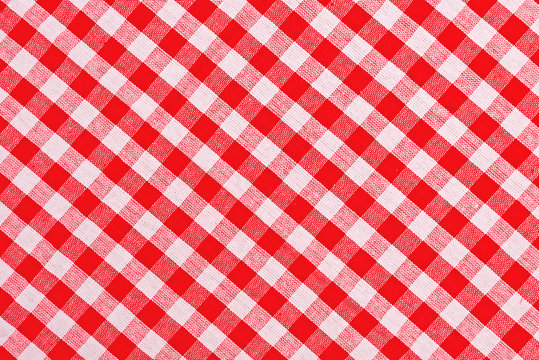 Fototapeta Red and white checkered tablecloth
