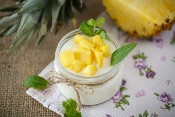 sweet homemade yogurt with pineapple