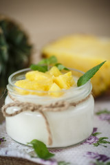 sweet homemade yogurt with pineapple