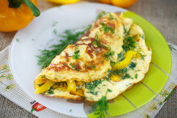 delicious omelet with peppers and herbs