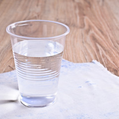 Transparent liquid in a plastic Cup
