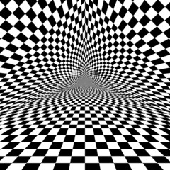 Black and white optical illusion triangle vector pattern, backgr