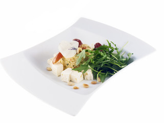 couscous with cheese and rocket salad