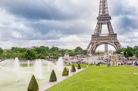 Paris, France. Amazing Eiffel Tower view from Trocadero Gardens