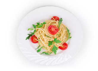 Italian pasta with tomatoes.