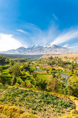View of the Misty Volcano in Arequipa, Peru, South America