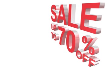 sale with 3d letter and white background