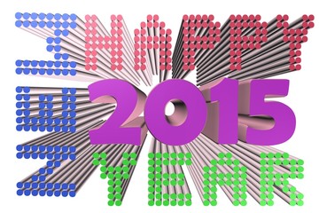 Happy new year in 3d text