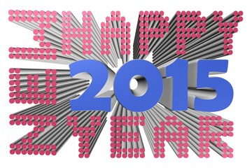 Happy new year in 3d text