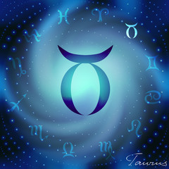 Space spiral with astrological Taurus symbol