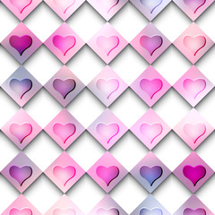 Hearts on checkered background.