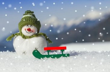 Schneemann bei Schneefall - Konzept
