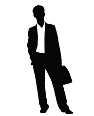 Vector silhouette of a man on white background.