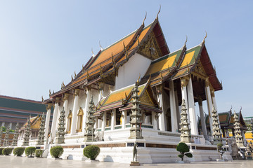 Fototapeta na wymiar Temple at Wat suthat thepwararam ratcha woramahawiharn