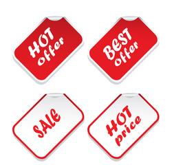Four shopping stickers on white background