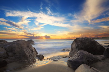 Crépuscule sur les plage de La Réunion.