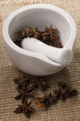 mortar and pestle with anise
