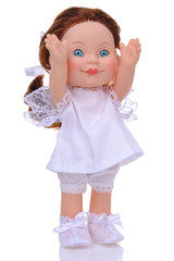 Funny doll in white dress
