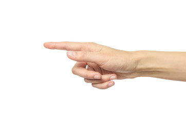 Human hand point with finger.