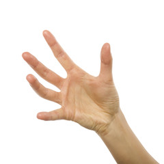 Woman hand holding or stretches.