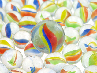 Group of marbles with one big one in the center