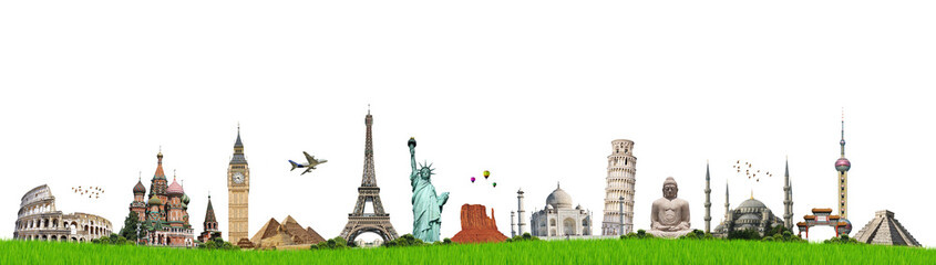 Travel the world monuments concept