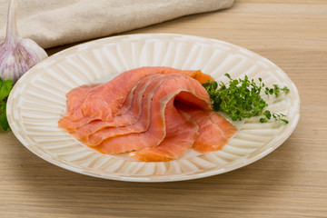 Sliced salmon