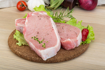 Raw pork steak