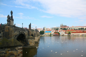 Fototapeta na wymiar Old Prague and Charles Bridge in Prague, Czech Republic