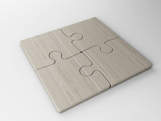 four puzzle pieces with clipping path
