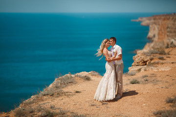 Wedding bride groom outdoors marriage day