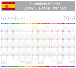 2016 Spanish Planner-2 Calendar with Vertical Months