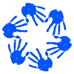 Conceptual children painted hand print isolated