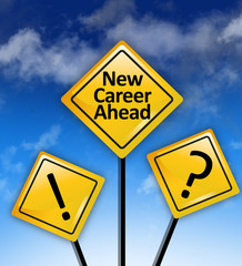 New career ahead road sign