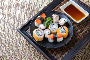 Japanese seafood sushi on plate