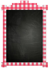 Blackboard with Red and white checkered frame