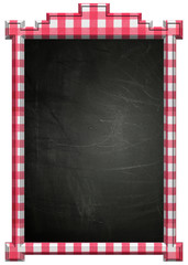Blackboard with Red and white checkered frame