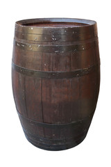 Obraz premium Wooden barrel with iron rings.