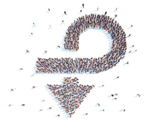 People in the form of arrows.