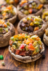 Portobello mushrooms stuffed with vegetables