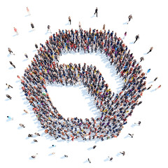 People in the form of an abstract symbol.