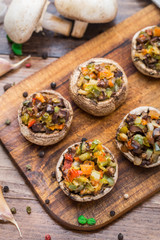 Portobello mushrooms stuffed with vegetables
