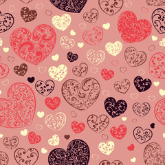 Seamless pattern of hearts
