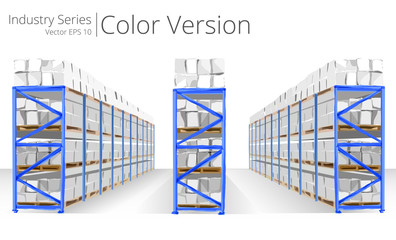 Vector illustration of Warehouse Shelves, Color Series.