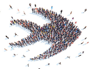 People in the form of an abstract symbol.