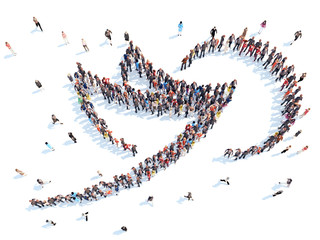 People in the form of an abstract symbol.