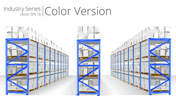 Vector illustration of Warehouse Shelves, Color Series.