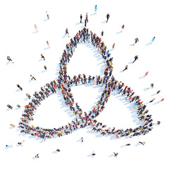 People in the form of an abstract symbol.