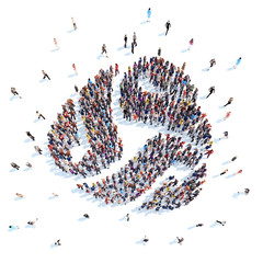 People in the form of an abstract symbol.